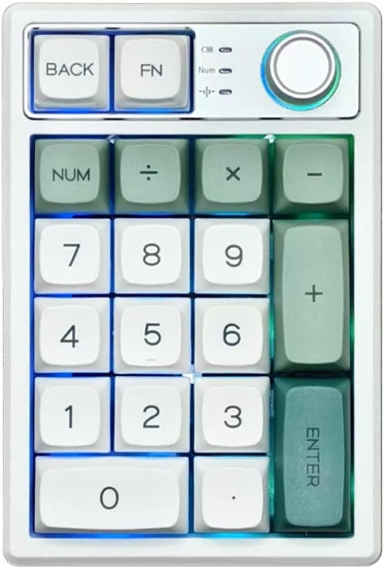 TISHLED Gasket Creamy Mechanical Numpad Programmable Macro Keypad Wireless 2.4G/Bluetooth 5.0/Wired USB-C RGB Backlit Hot Swappable Number Pad Rechargeable Numeric Keyboard Metal Knob, Botanic Garden - Image 1